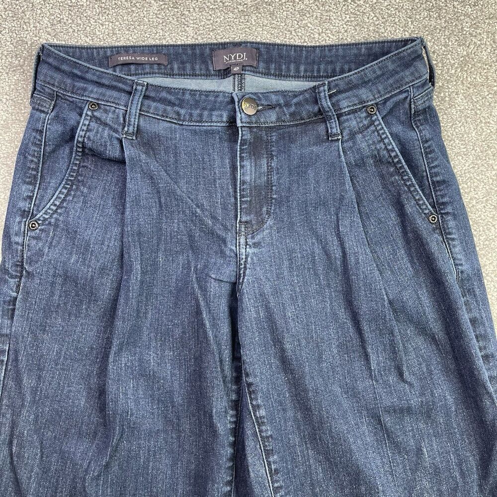 NYDJ Teresa Jeans Women's 4 Petite Wide Leg Crop High Rise Pleated Stretch - Picture 2 of 11